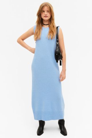 Monki + Light Blue Sleeveless Knit Dress