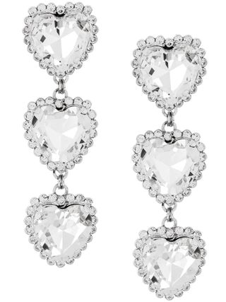 Alessandra Rich + Crystal Triple Heart Earrings