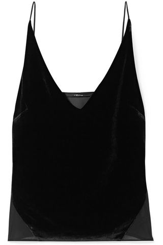 J Brand + Lucy Velvet and Silk-Georgette Camisole