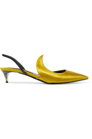 Matteo Mars + Kitten Ala Satin and Patent-Leather Slingback Pumps