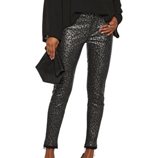 RTA + Prince Metallic Leopard-Print Leather-Coated Denim Skinny Jeans