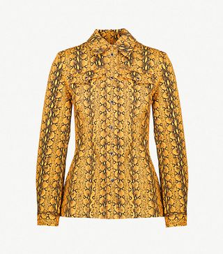 AlexaChung + Snakeskin-Print Fitted Jacket