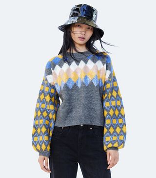 Zara + Sequin Argyle Sweater