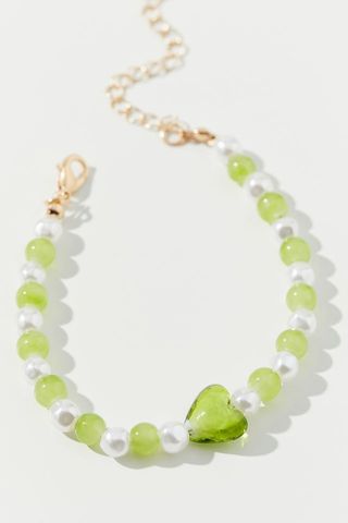 UO + Glass Heart and Pearl Bracelet