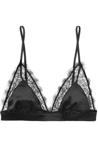 Aning Bing + Winnie Lace-Trimmed Satin Soft-Cup Triangle Bra
