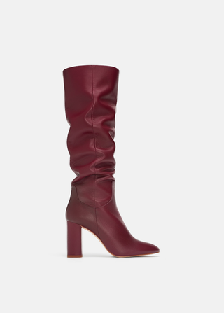 Zara + High Heeled Leather Boots