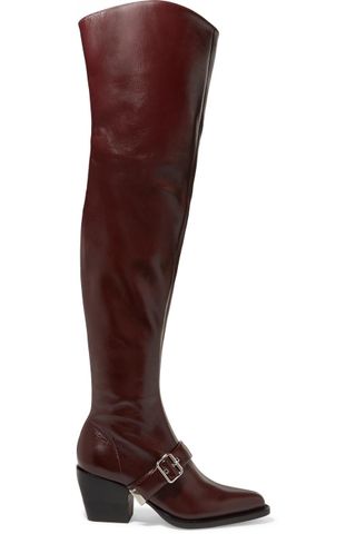 Chloé + Rylee Glossed-leather Over-the-knee Boots