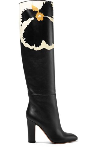 Valentino + Garavani Printed Leather Knee Boots