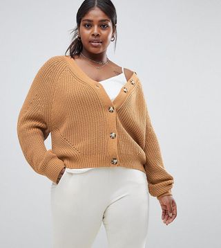 Micha Lounge Curve + Oversized Cardigan with Contrast Buttons