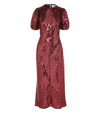 Rixo London + Laura Jackson Daisy Velvet-Trimmed Sequined Crepe Midi Dress