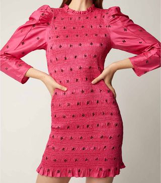 Ulla Johnson + Aurele Smocked Printed Taffeta Mini Dress