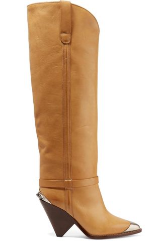 Isabel Marant + Lenskee Metal-Trimmed Leather Knee Boots