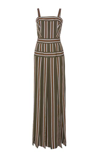 Martin Grant + Pleated Stripe Long Dress