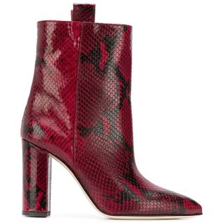 Paris Texas + Snakeskin Effect Boots in Red