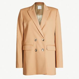 Sandro + Roby Double-Breasted Woven Blazer