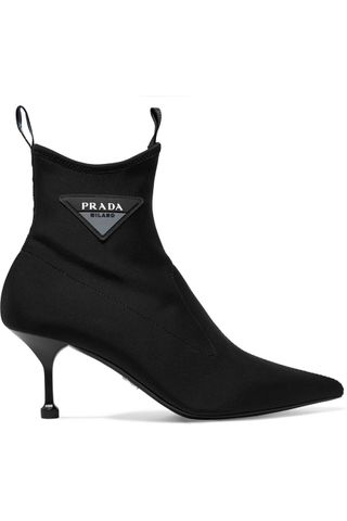 Prada + Logo-Appliquéd Scuba Sock Boots