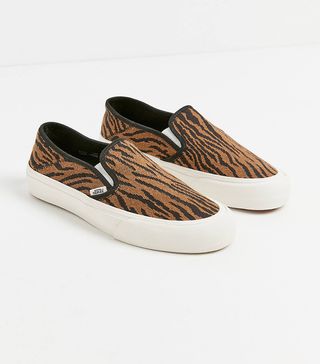 Vans + Woven Tiger Slip-On Sneakers