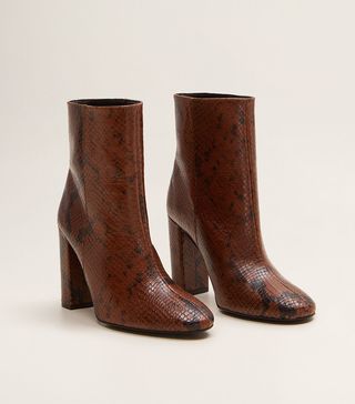 Mango + Snake Leather Ankle Boots