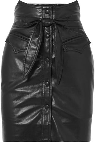 Nanushka + Reese Belted Vegan Faux Leather Mini Skirt