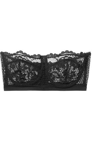 Else + Petunia Stretch-Mesh and Corded Lace Underwired Strapless Bra