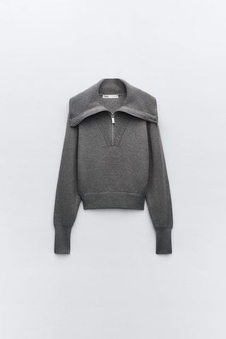 Zara + Knit Sweater With Zip