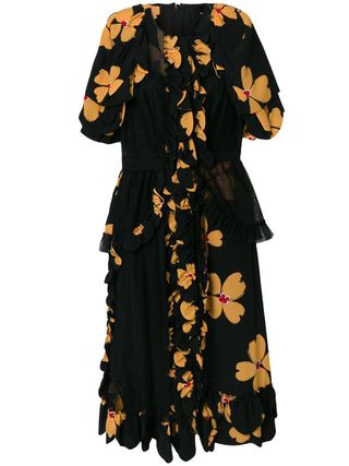 Simone Rocha + Ruffled Floral Print Dress
