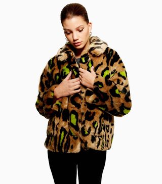 Topshop + Cropped Leopard Print Jacket