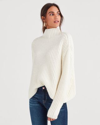 7 For All Mankind + Chunky Turtleneck Sweater
