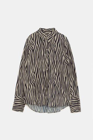 Zara + Printed Two-Tone Shirt