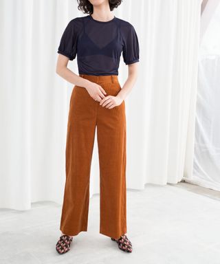 & Other Stories + High Waist Wide Corduroy Trousers
