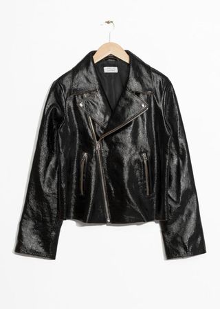 & Other Stories + Patent Leather Biker Jacket