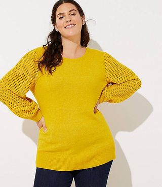 Loft + Open Stitched Sleeve Sweater
