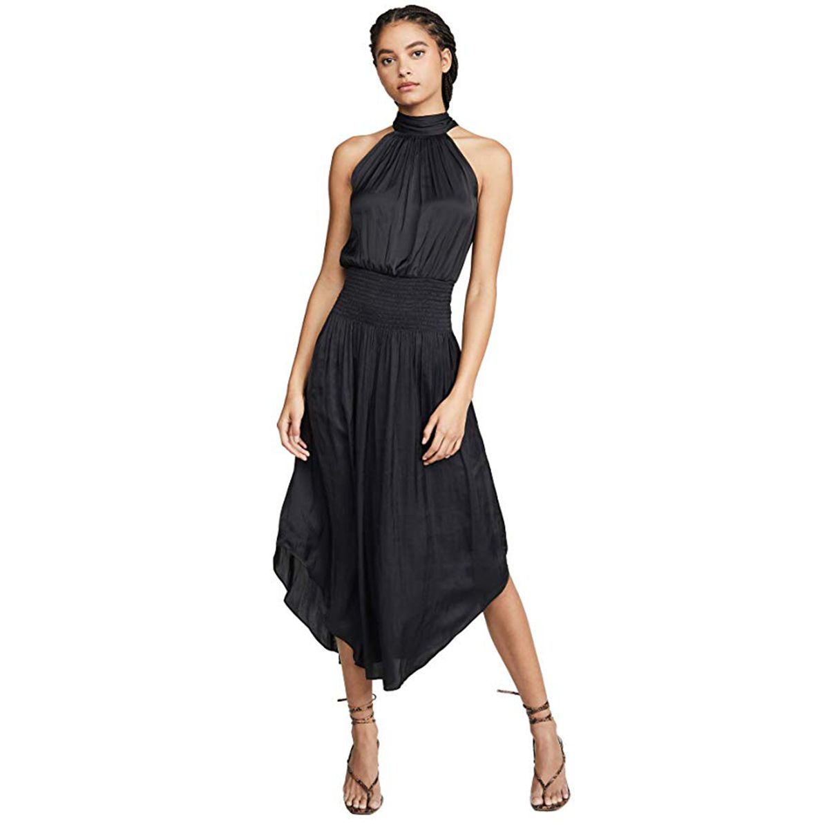 best amazon black dresses Polka Black Satin Mini Dress