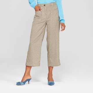 Who What Wear x Target + Plaid Wide Leg Cropped Suiting Pants