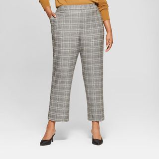 Who What Wear x Target + Plaid Split Back Relaxed Ankle Trouser