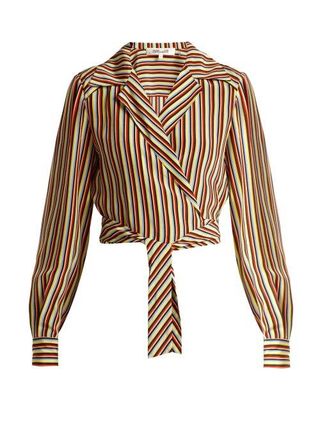 Diane von Furstenberg + Paxton Striped Silk Cropped Blouse
