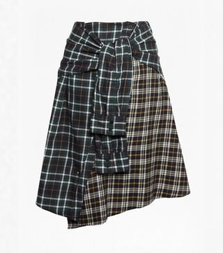French Connection + Este Check Tie Sleeve Skirt