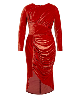 Christian Siriano + Ruched Velvet Dress