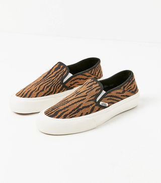 Vans + Woven Tiger Slip-On Sneakers
