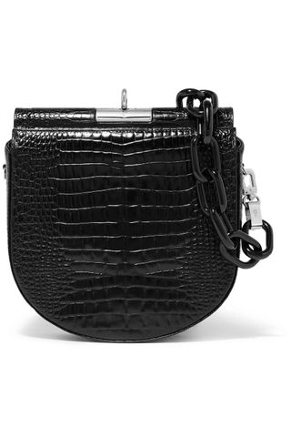 Gu_de + Demi Lune Croc-effect Leather Shoulder Bag