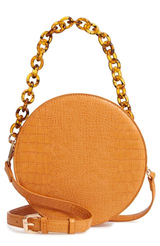 Street Level + Croc Embossed Faux Leather Circle Bag