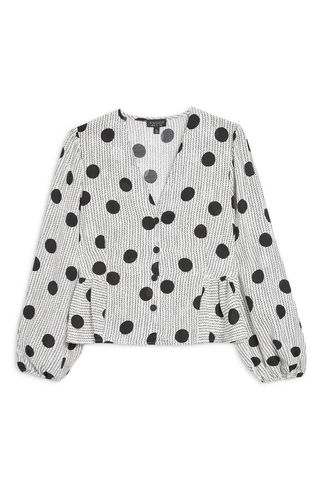 Topshop + Spotted Peplum Blouse