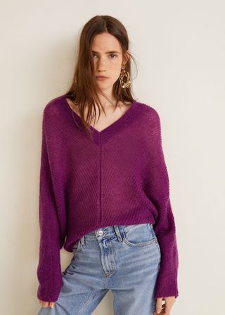 Mango + V-Neckline Oversize Sweater