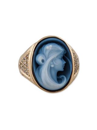 Jacquie Aiche + Carved Agate Blue Princess Cameo Ring