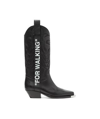 Off-White + For Walking Embroidered Knee Boots