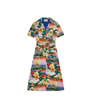 Gucci + Hawaiian Print Linen Dress