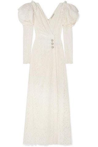 Alessandra Rich + Crystal-embellished Cotton-blend Lace Gown