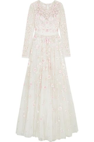 Needle & Thread + Rosette Embellished Embroidered Tulle Gown