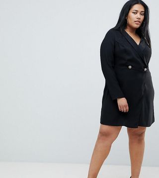 ASOS Curve + Button Front Blazer Mini Dress With Long Sleeves