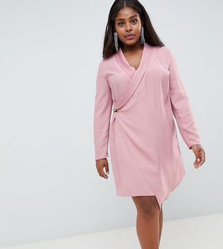 ASOS Curve + Mini Tux Dress With Long Sleeves